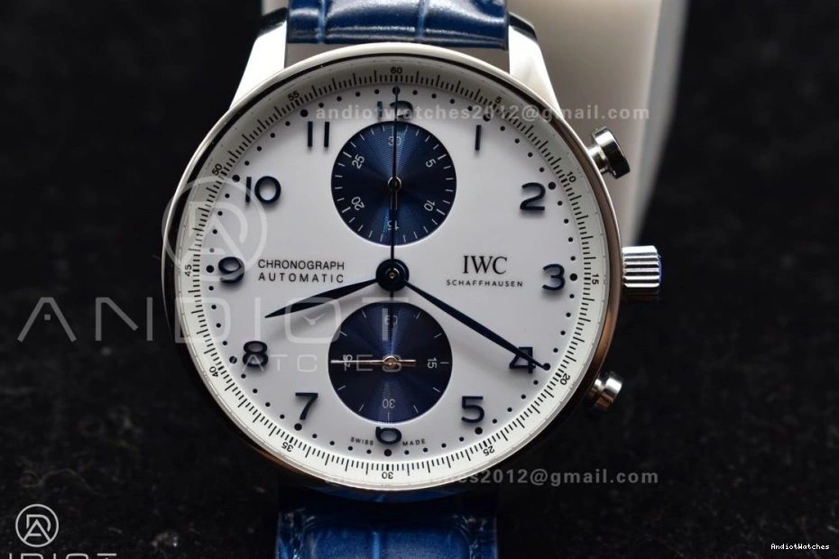 White A Dial Strap SmartChoice 1:1 Leather Blue ZF 1019 Blue on Chrono Edition Best Portuguese IW371620 1005